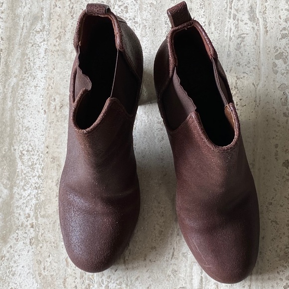 Tory Burch leather sueded brown stacked heel ankle boots booties  size 8M - Picture 5 of 8